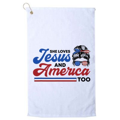 She Loves Jesus And America Too 4th of July Proud Christian Golf Towel
