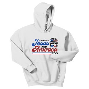 She Loves Jesus And America Too 4th of July Proud Christian Kids Hoodie