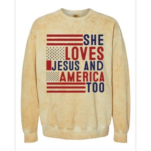 She Loves Jesus And America Too Colorblast Crewneck Sweatshirt