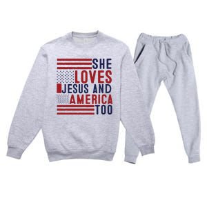 She Loves Jesus And America Too Premium Crewneck Sweatsuit Set