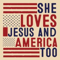 She Loves Jesus And America Too Drawstring Bag