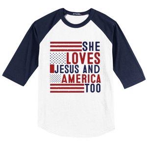 She Loves Jesus And America Too Baseball Sleeve Shirt