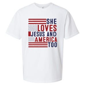 She Loves Jesus And America Too Sueded Cloud Jersey T-Shirt