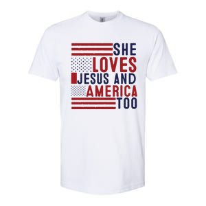 She Loves Jesus And America Too Softstyle CVC T-Shirt