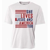 She Loves Jesus And America Too Cooling Performance Crew T-Shirt