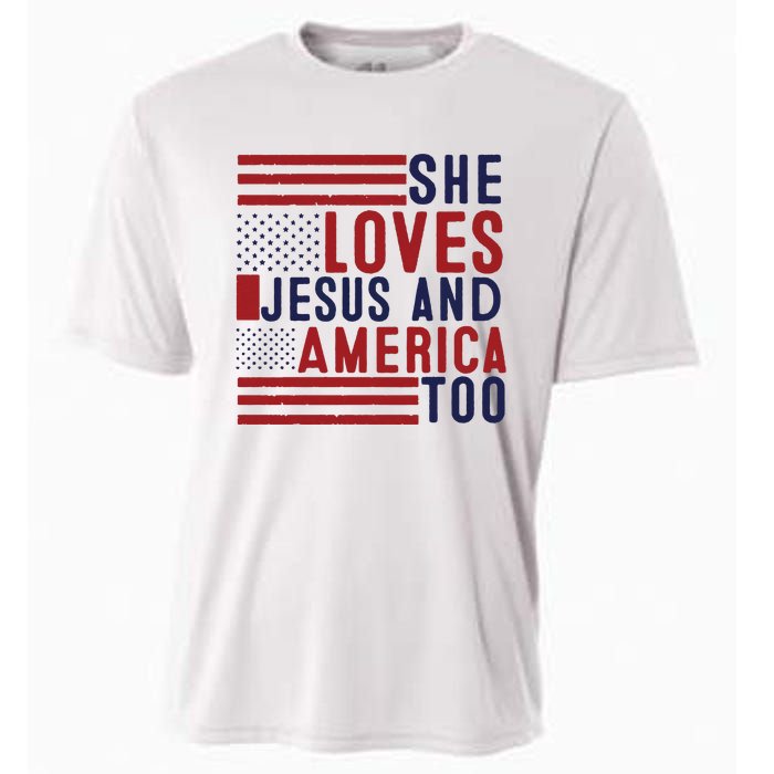 She Loves Jesus And America Too Cooling Performance Crew T-Shirt