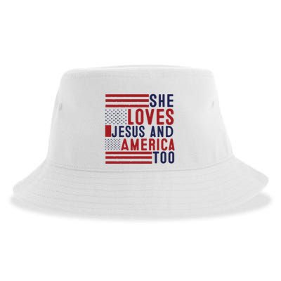 She Loves Jesus And America Too Sustainable Bucket Hat