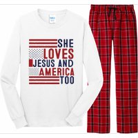 She Loves Jesus And America Too Long Sleeve Pajama Set