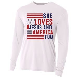 She Loves Jesus And America Too Cooling Performance Long Sleeve Crew