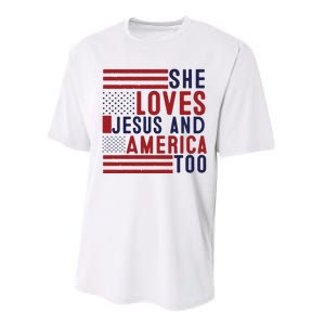 She Loves Jesus And America Too Performance Sprint T-Shirt