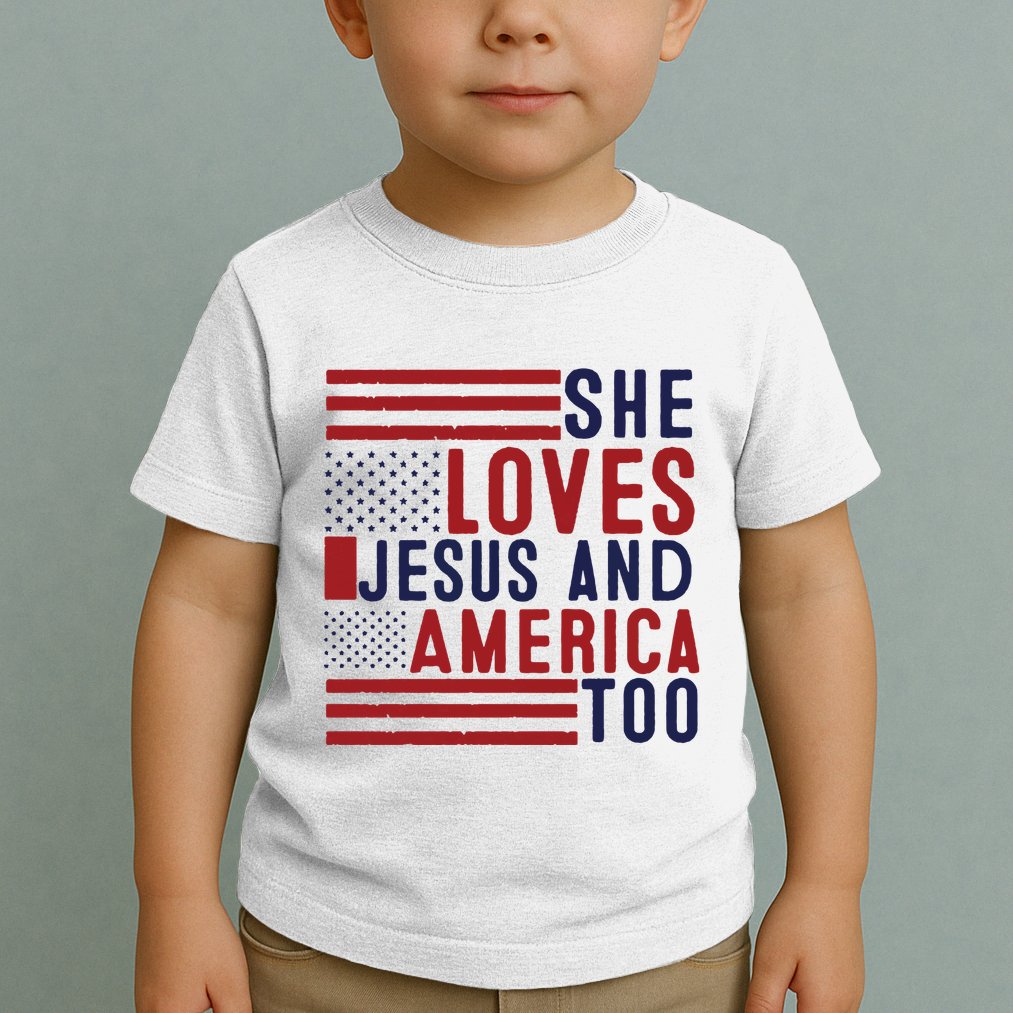She Loves Jesus And America Too Toddler T-Shirt