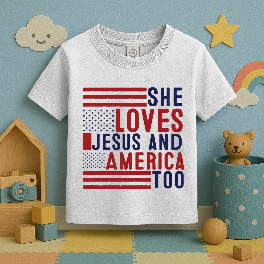 She Loves Jesus And America Too Toddler T-Shirt