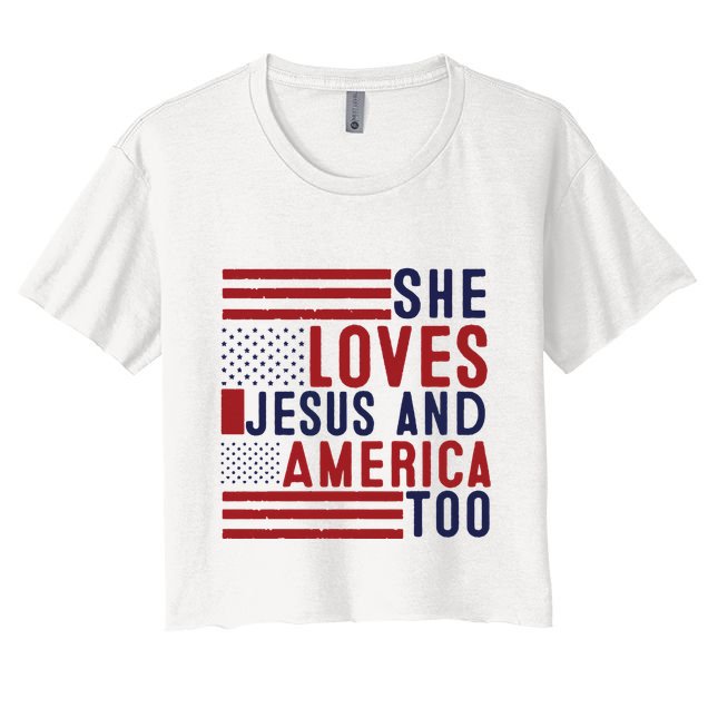 She Loves Jesus And America Too Crop Top