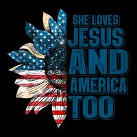 She Loves Jesus And America Too Sunflower 4th Of July Independence Day Drawstring Bag
