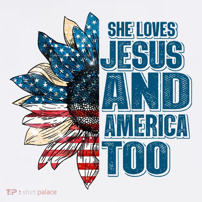 She Loves Jesus And America Too Sunflower 4th Of July Independence Day Kids T-Shirt
