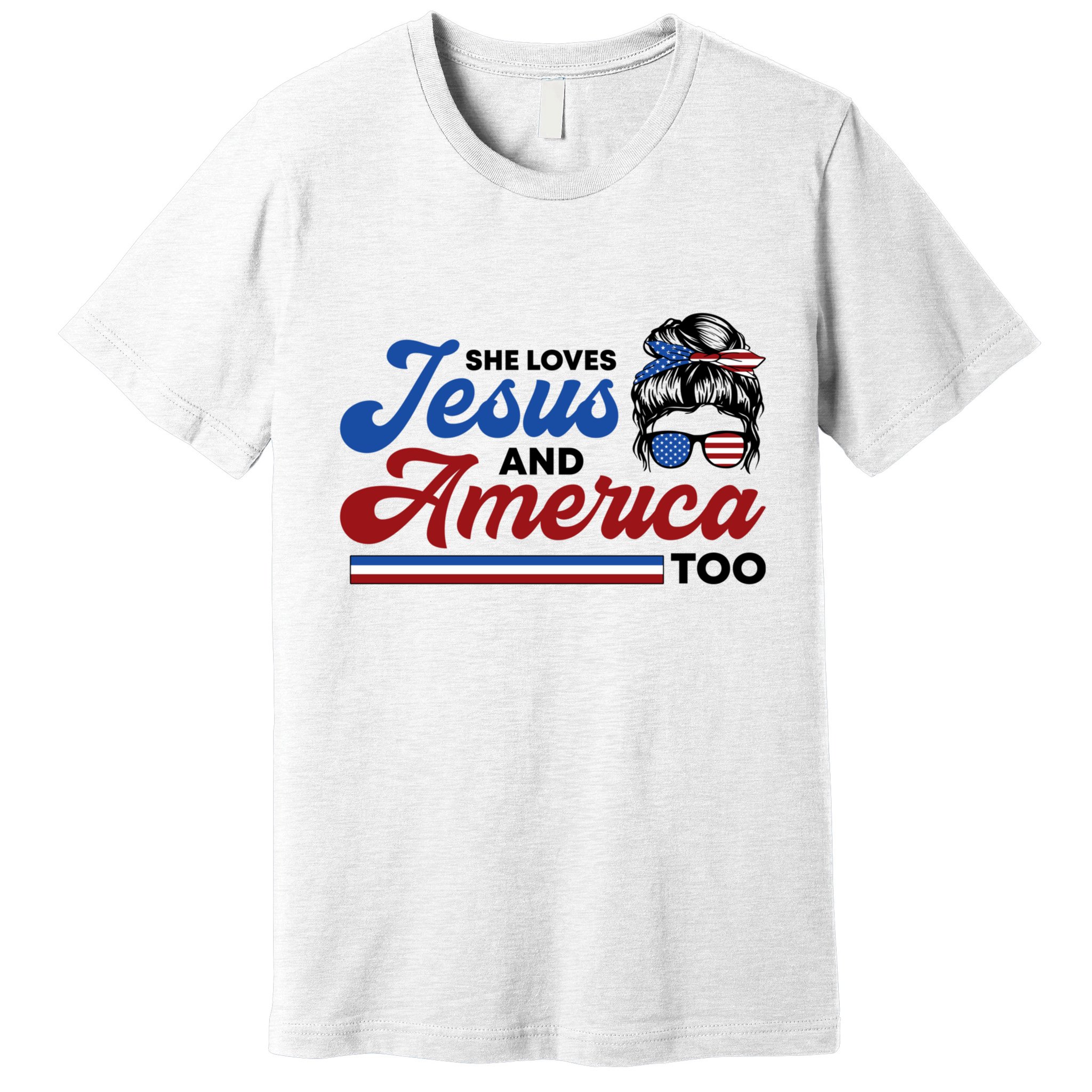 She Loves Jesus And America Too 4th Of July Proud Christian Premium T-Shirt