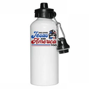 She Loves Jesus And America Too 4th Of July Proud Christian Aluminum Water Bottle 