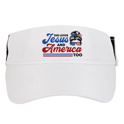 She Loves Jesus And America Too 4th Of July Proud Christian Adult Drive Performance Visor