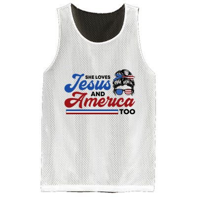 She Loves Jesus And America Too 4th Of July Proud Christian Mesh Reversible Basketball Jersey Tank