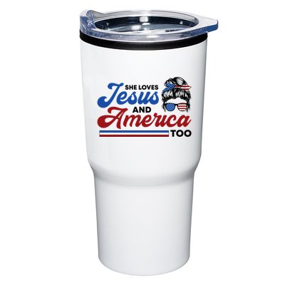 She Loves Jesus And America Too 4th Of July Proud Christian Tumbler