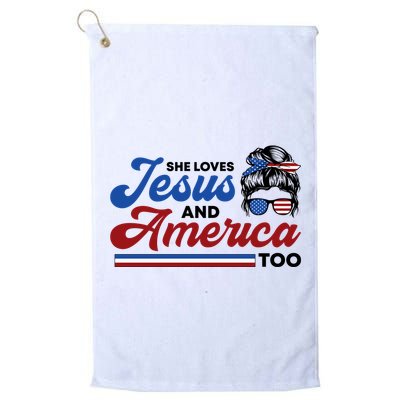 She Loves Jesus And America Too 4th Of July Proud Christian Golf Towel