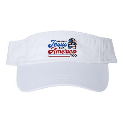She Loves Jesus And America Too 4th Of July Proud Christian Visor
