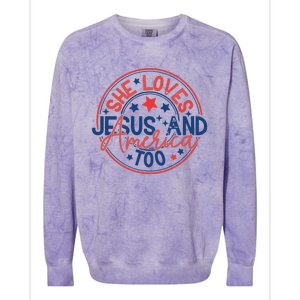 She Loves Jesus And America Too Colorblast Crewneck Sweatshirt