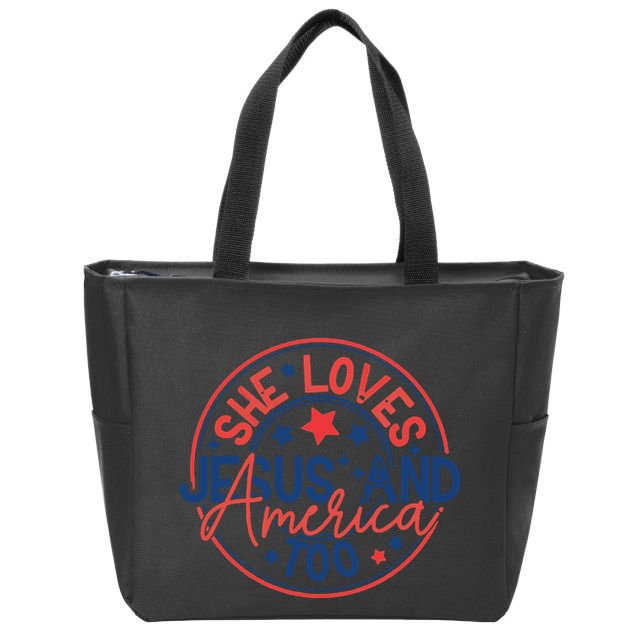 She Loves Jesus And America Too Zip Tote Bag