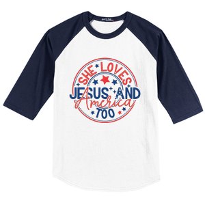 She Loves Jesus And America Too Baseball Sleeve Shirt