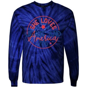 She Loves Jesus And America Too Tie-Dye Long Sleeve Shirt