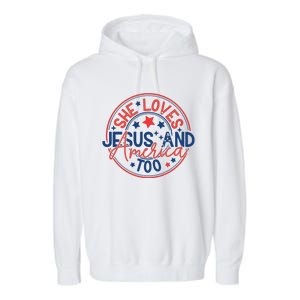 She Loves Jesus And America Too Garment-Dyed Fleece Hoodie