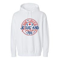 She Loves Jesus And America Too Garment-Dyed Fleece Hoodie