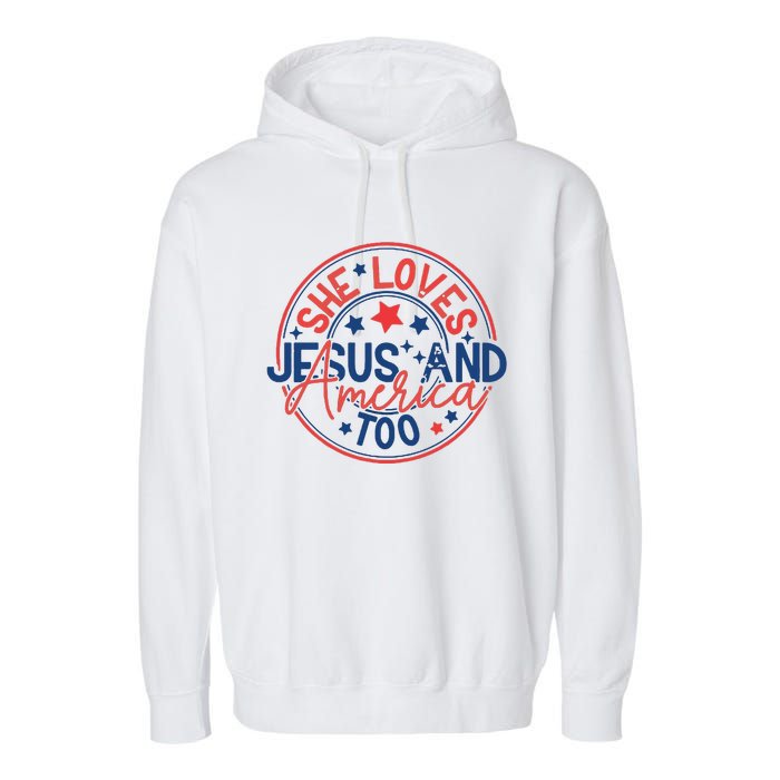 She Loves Jesus And America Too Garment-Dyed Fleece Hoodie