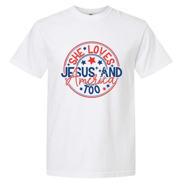 She Loves Jesus And America Too Garment-Dyed Heavyweight T-Shirt