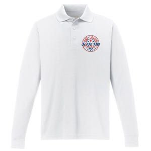 She Loves Jesus And America Too Performance Long Sleeve Polo