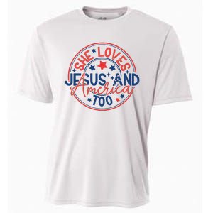 She Loves Jesus And America Too Cooling Performance Crew T-Shirt