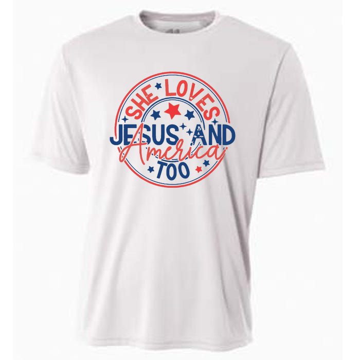 She Loves Jesus And America Too Cooling Performance Crew T-Shirt