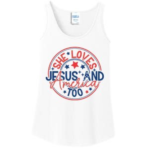 She Loves Jesus And America Too Ladies Essential Tank