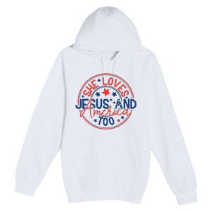 She Loves Jesus And America Too Premium Pullover Hoodie