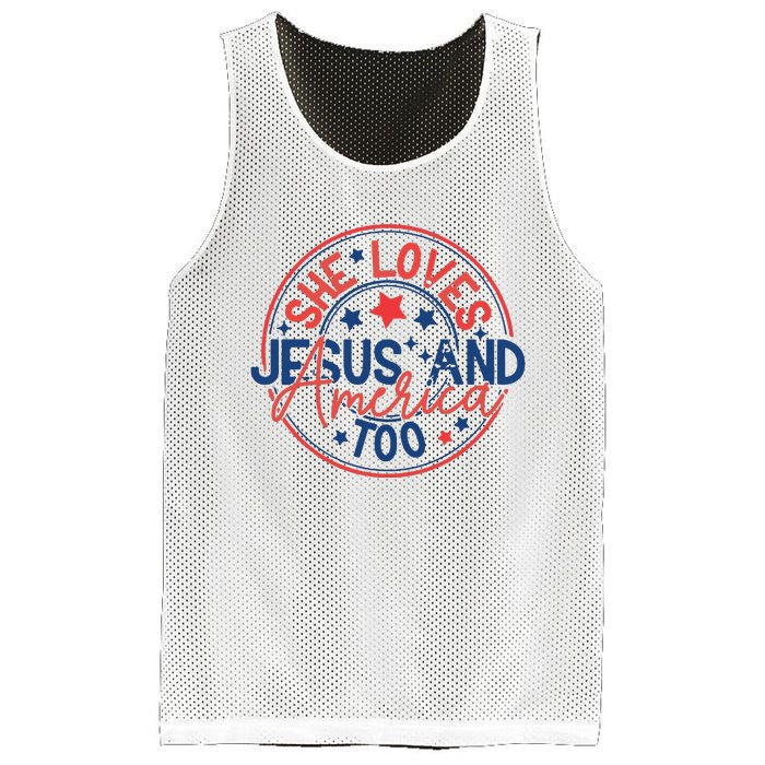 She Loves Jesus And America Too Mesh Reversible Basketball Jersey Tank