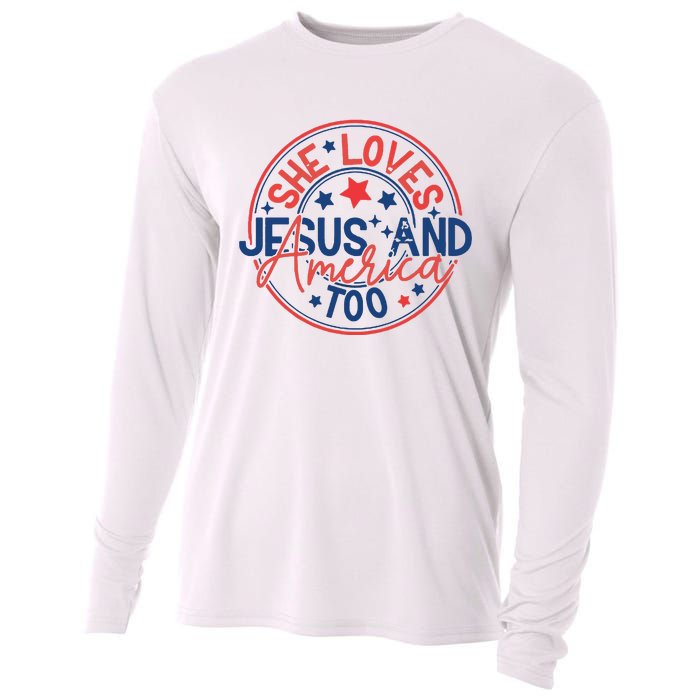 She Loves Jesus And America Too Cooling Performance Long Sleeve Crew