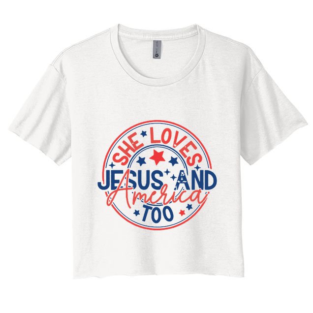 She Loves Jesus And America Too Crop Top