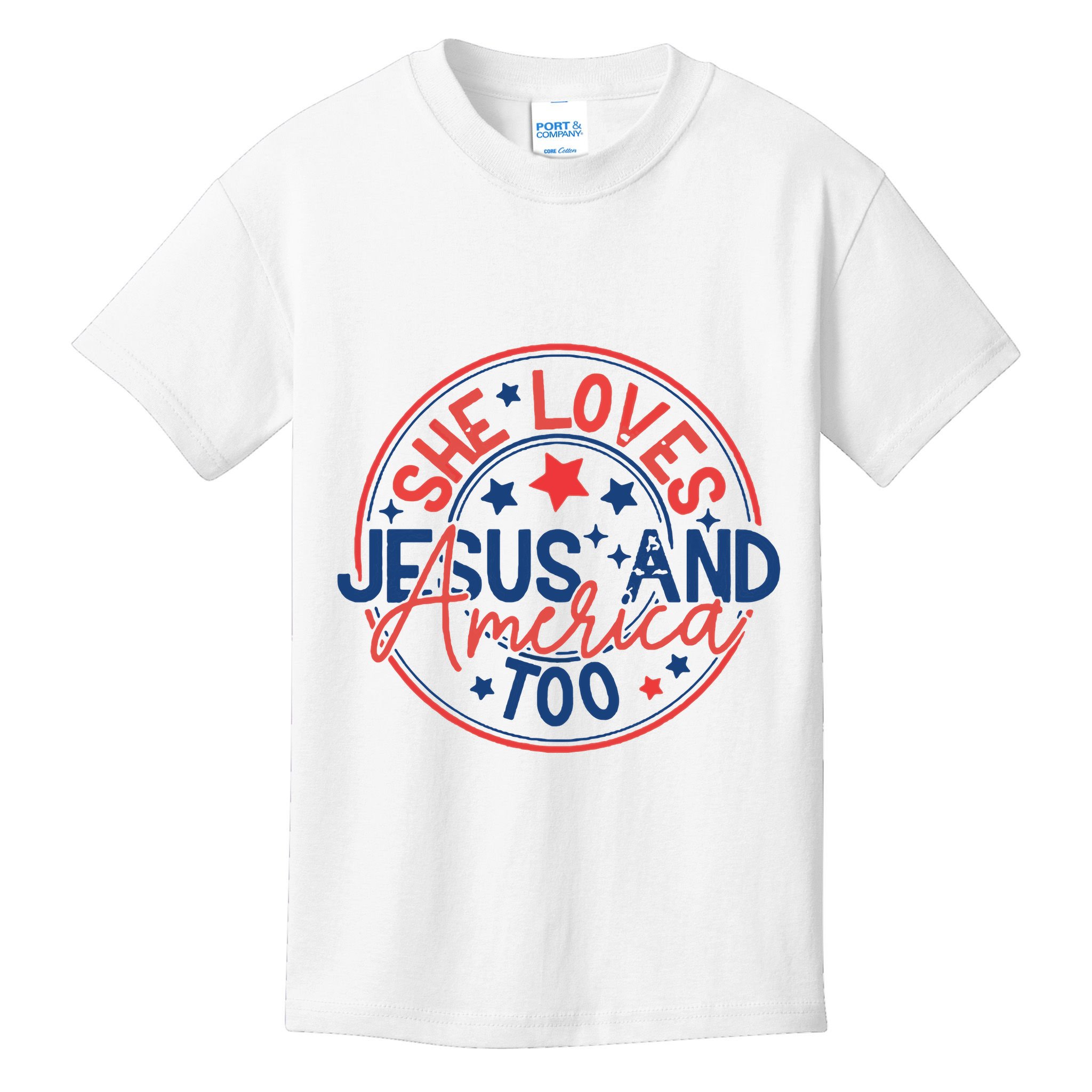 She Loves Jesus And America Too Kids T-Shirt