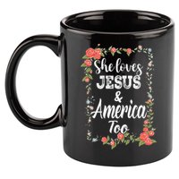 She Loves Jesus.And America Too 4th Of July 11oz C Handle Ceramic Mug