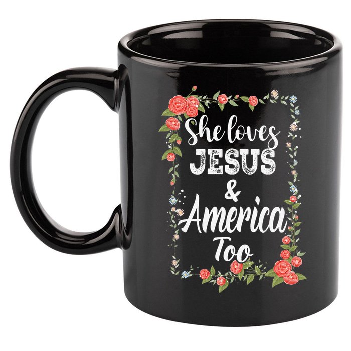 She Loves Jesus.And America Too 4th Of July 11oz C Handle Ceramic Mug