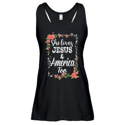 She Loves Jesus.And America Too 4th Of July Ladies Essential Flowy Tank