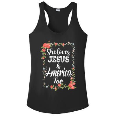 She Loves Jesus.And America Too 4th Of July Ladies PosiCharge Competitor Racerback Tank