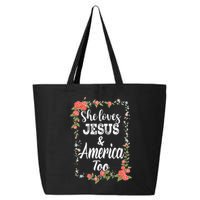She Loves Jesus.And America Too 4th Of July 25L Jumbo Tote