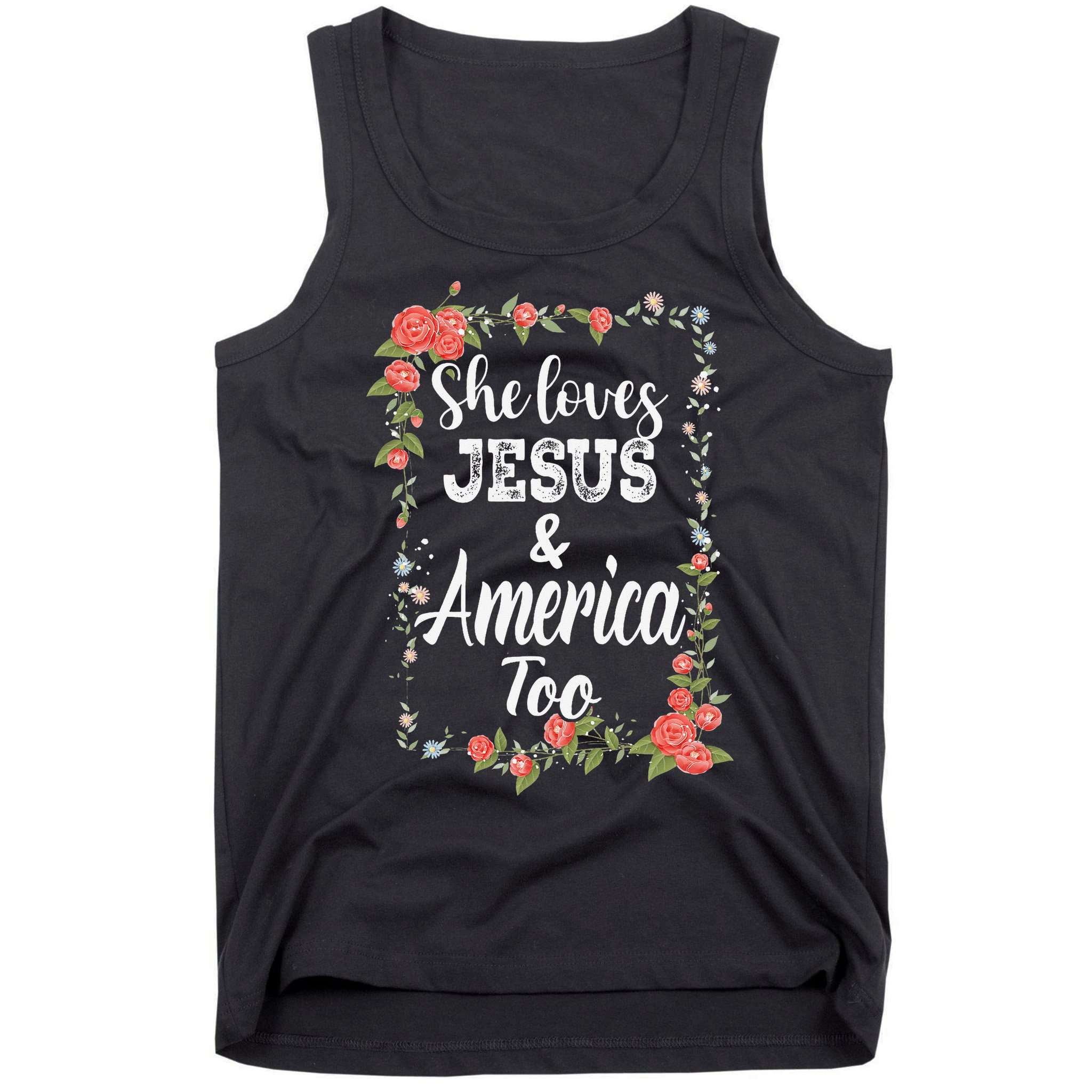 She Loves Jesus.And America Too 4th Of July Tank Top