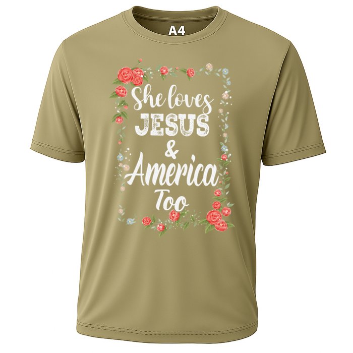 She Loves Jesus.And America Too 4th Of July Cooling Performance Crew T-Shirt